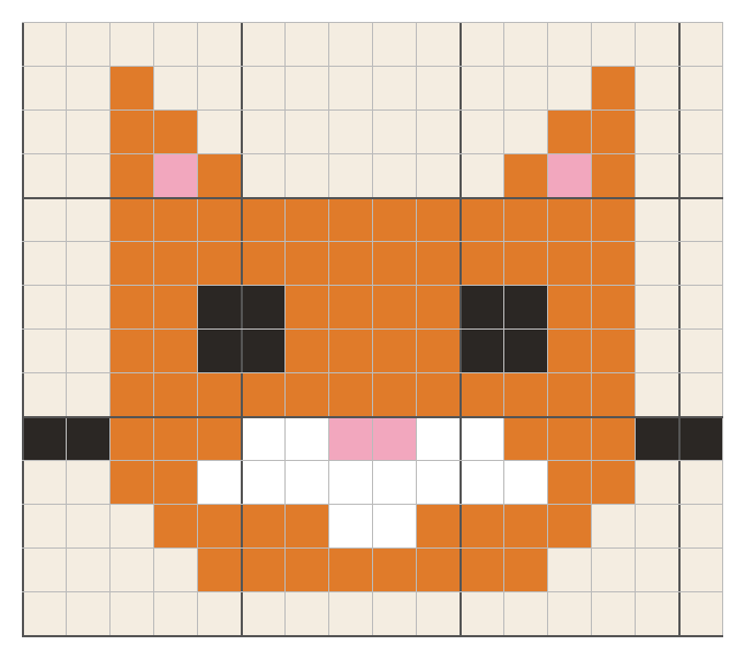 Ginger cat face crochet chart: free tapestry pattern