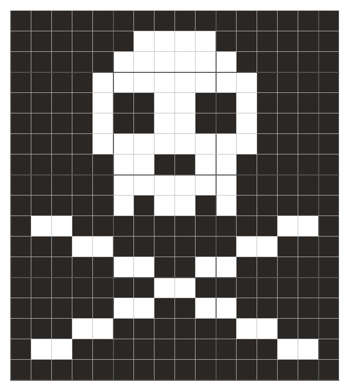 Drapeau pirate au crochet : grille noir et blanc