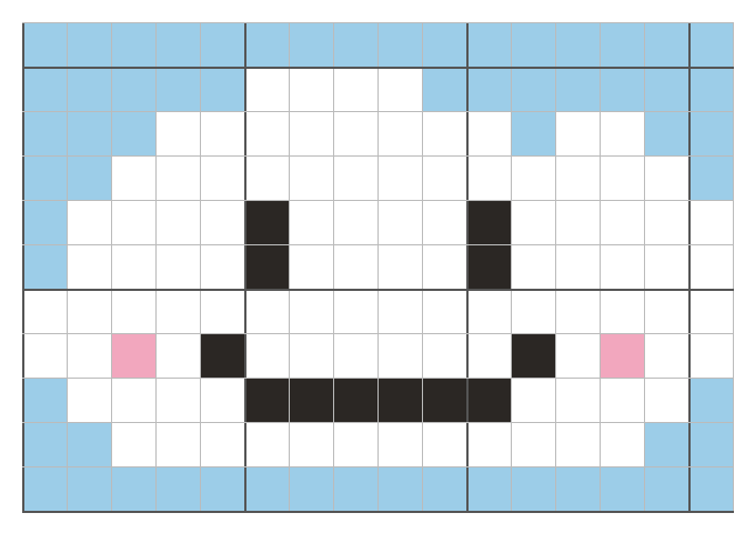 Smiling cloud crochet chart in cartoon style
