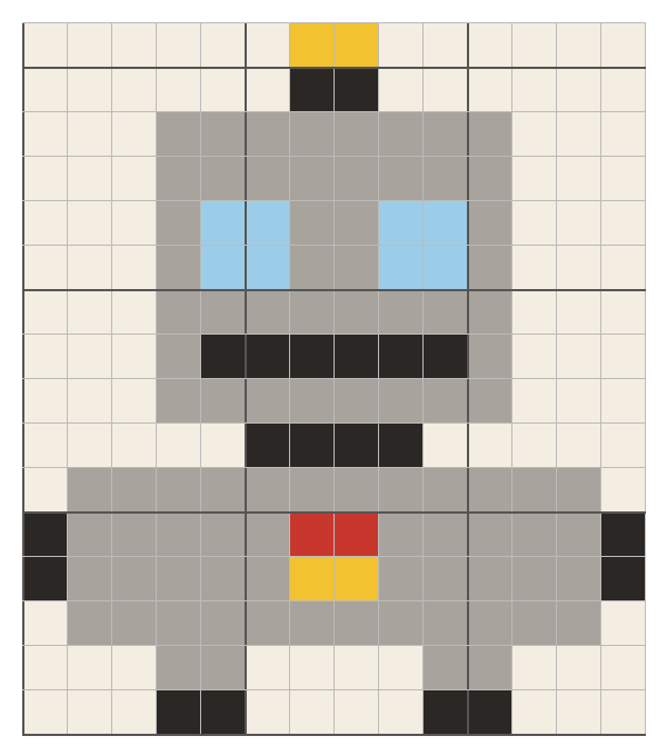 Robot rétro au crochet : grille geek gratuite