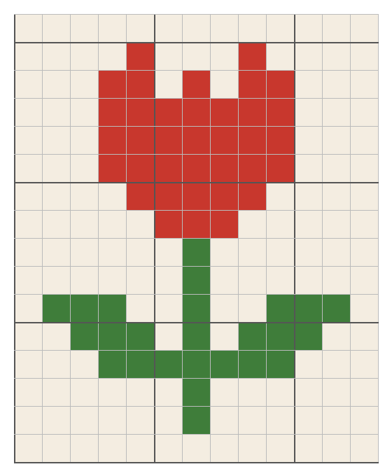 Red tulip crochet chart: an easy first pattern